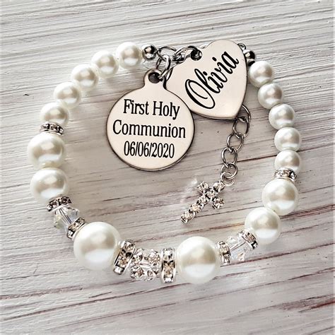 Communion bracelet Personalized name and date , Holy communion jewelry ...