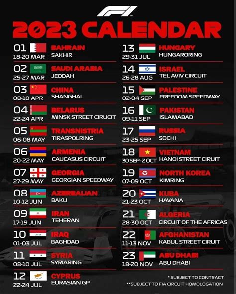 Bhargav³³ 🦁🧡 on Twitter: "2023 F1 Calendar Leaked 💀 #weraceformoney ...