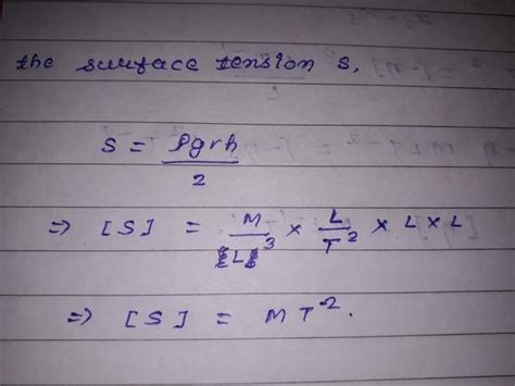 what is the dimensional formula of surface tension - Brainly.in