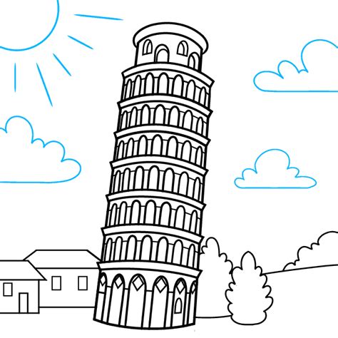 How to Draw the Leaning Tower of Pisa - Really Easy Drawing Tutorial