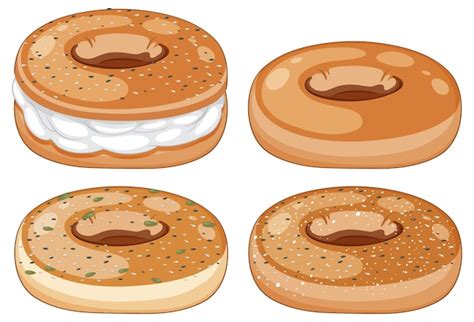 Free Vector | Different flavors of bagel collection