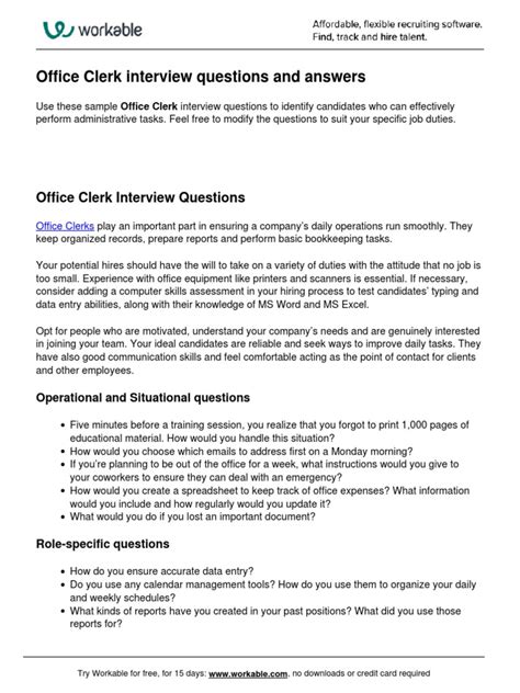 Office Clerk Interview Questions | PDF | Cognitive Science | Business