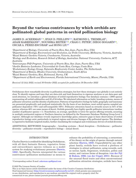 (PDF) Beyond the various contrivances by which orchids are pollinated: global patterns in orchid ...