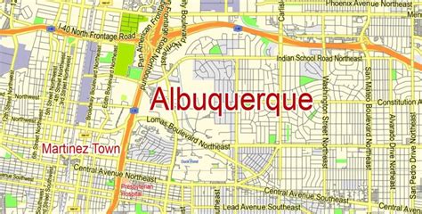 Albuquerque New Mexico US PDF Map Vector exact City Plan scale 1:61480 ...