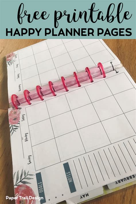 Happy Planner Free Printable Pages - Floral - Paper Trail Design