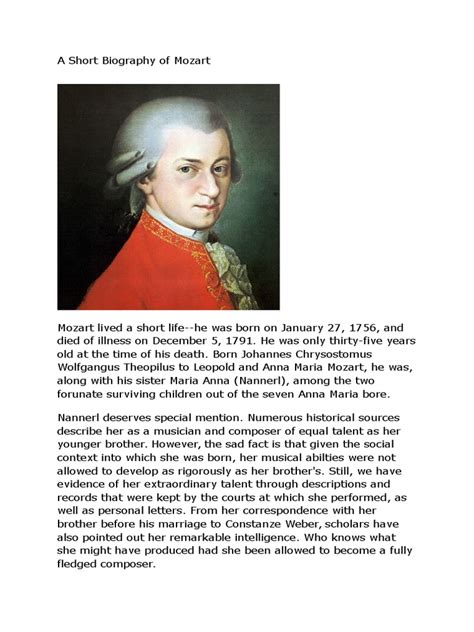 A Short Biography of Mozart | Wolfgang Amadeus Mozart | Classical Compositions