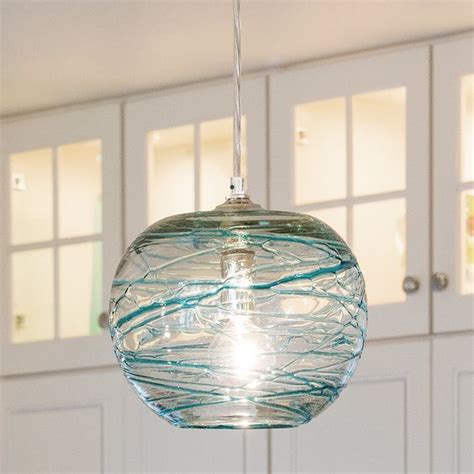 Swirling Glass Globe Mini Pendant Light aqua | Glass globe pendant ...