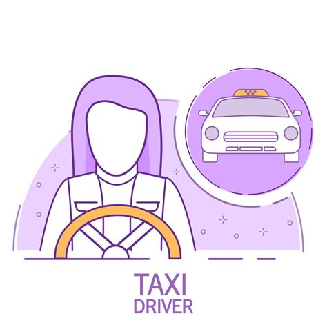 Taxi driver woman.Concept service icons cab outline vector. 7320161 Vector Art at Vecteezy