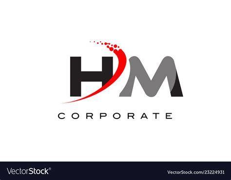 Hm modern letter logo design with swoosh Vector Image
