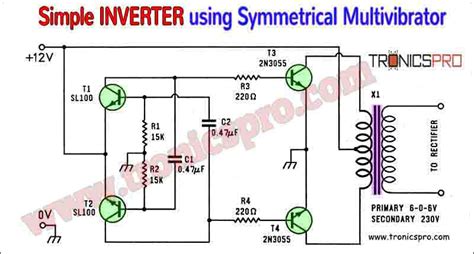 Simple Inverter Circuit Diagram with Multivibrator - TRONICSpro