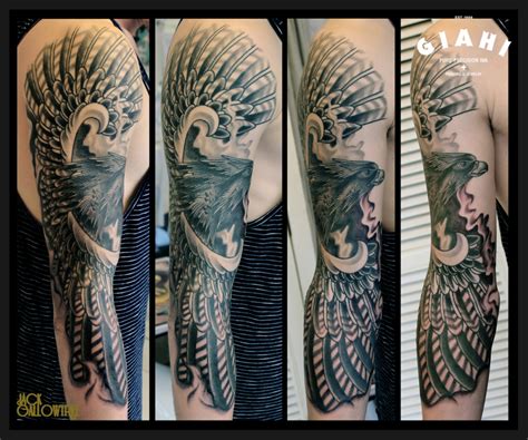 Wide wings Hawk Blackwork tattoo by Jack Gallowtree | Best Tattoo Ideas ...