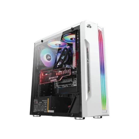 HUNTING WHITE GAMING PC CASE MID TOWER WITH FRONT RGB STRIP