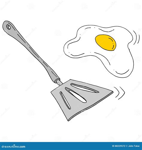 Spatula flipping egg stock vector. Illustration of cartoon - 88229572