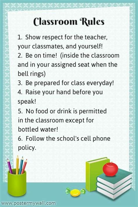 Printable Classroom Rules High School | classroom rules | Bulletin ...