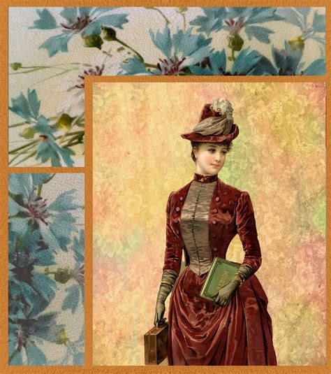 Victorian Lady Flowers Collage Free Stock Photo - Public Domain Pictures