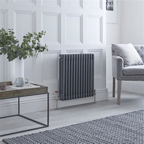 Milano Windsor - Anthracite Horizontal Traditional Column Radiator - 600mm x 605mm (Triple Column)