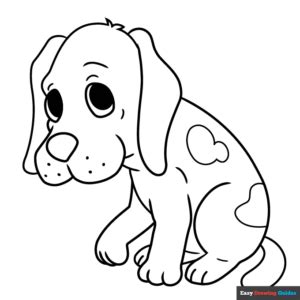 Sad Dog Coloring Page | Easy Drawing Guides