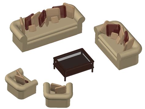 AutoCAD 3D Drawing Of Drawing Room Furniture Design CAD File - Cadbull