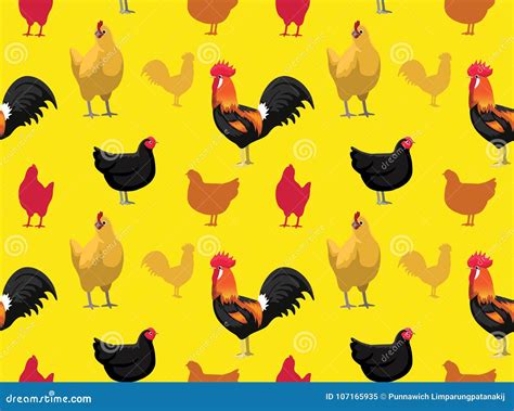 Chicken Australorp Cartoon Seamless Wallpaper Stock Vector - Illustration of wallpaper, poultry ...