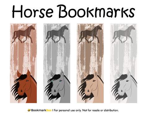 instant download bookmark coloring horse designs printable etsy - printable horse bookmarks ...