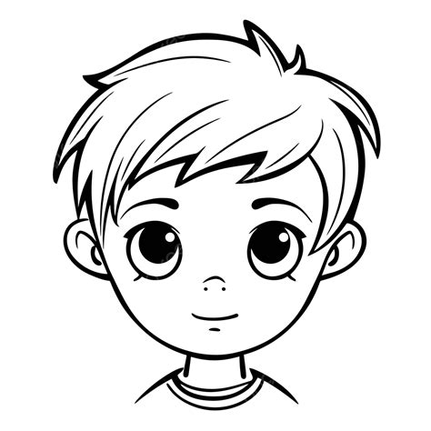 The Face Of A Boy Face Coloring Page Outline Sketch Drawing Vector ...