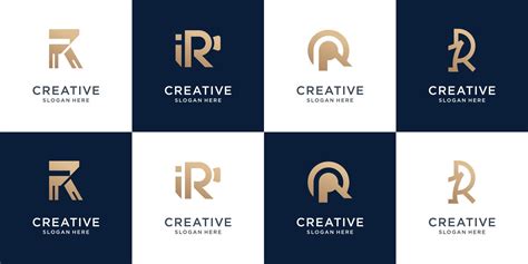 collection of monogram r gold logo for business company, technology ...