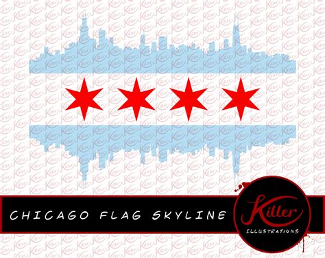 CHICAGO FLAG SKYLINE Vector Clip Art Cut File Instant | Etsy