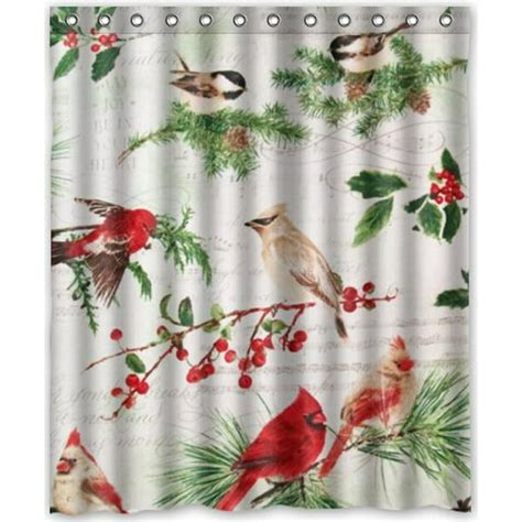 MOHome cardinals birds Shower Curtain Waterproof Polyester Fabric Shower Curtain Size 60x72 ...