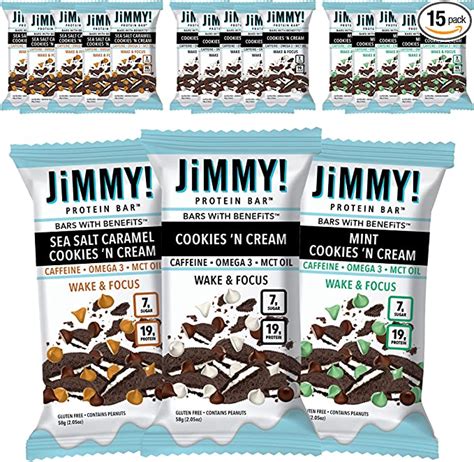 JiMMY! Protein Bars Cookies 'N Cream Variety Box, 15 x 58g