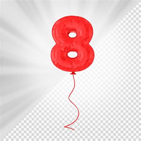 Premium PSD | Red balloon number 8