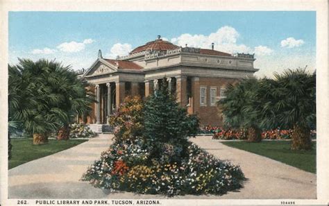 Public Library and Park Tucson, AZ Postcard