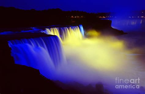 Night Falls - Niagara Falls At Night Waterfall Water Fall Landscape Photograph by Jon Holiday