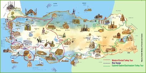 Turkey resorts map - Turkey map holiday resorts (Western Asia - Asia)