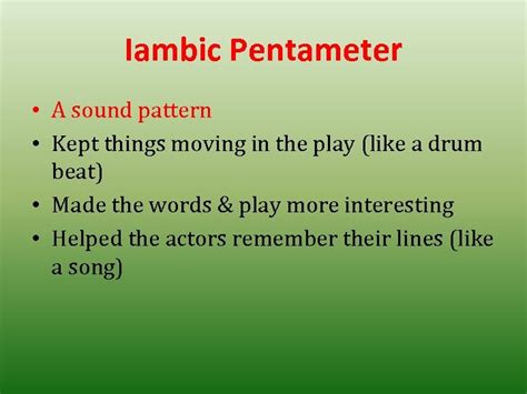 Iambic Pentameter and Sonnets Iambic Pentameter