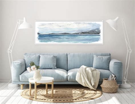 Blue Coastal Wall Art, Oil Landscape Painting on Canvas by Mela Large ...