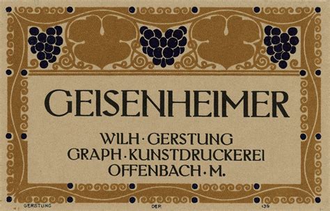 Geisenheimer, wine label | Peter Behrens (German graphic des… | Flickr