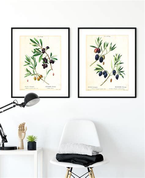 Set of 2 Olive Printable Wall Art, Olive Tree Branch Botanical Print Set, Olive Kitchen Art ...