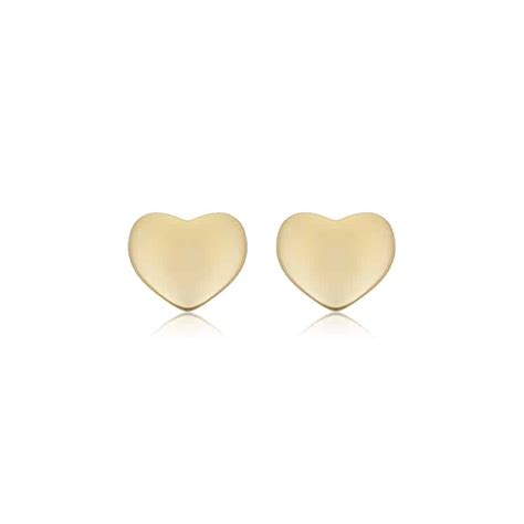 14KT SOLID YELLOW GOLD HEART STUD EARRINGS - Dee Berkley Jewelry