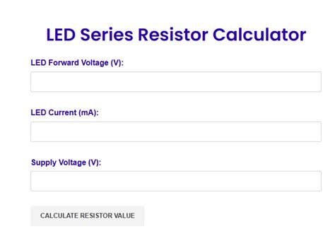 LED Resistor Calculator | LED Series Resistor Calculator