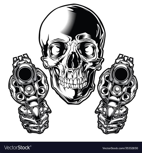 How To Draw A Skull With Guns