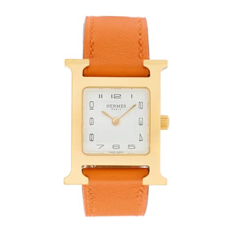 HERMES Stainless Steel Swift 21mm Heure H Hour Quartz Watch Orange 1309221 | FASHIONPHILE