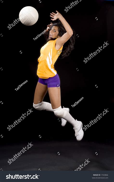 Young Volleyball Girl Mid Spike Pose Stock Photo 1763866 | Shutterstock