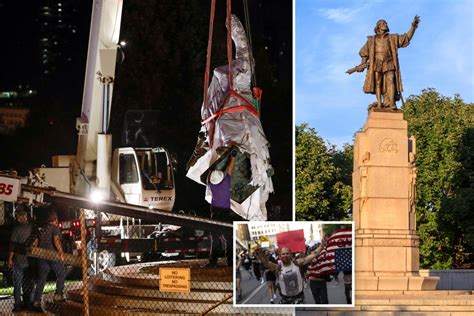 Statue of Christopher Columbus REMOVED in middle of the night after ...