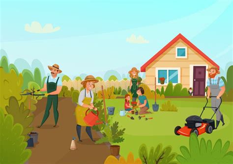 Gardening Cartoon Composition Stock Vector - Illustration of activity ...