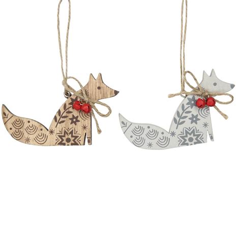 Wooden Fox Christmas Decorations By The Christmas Home | notonthehighstreet.com