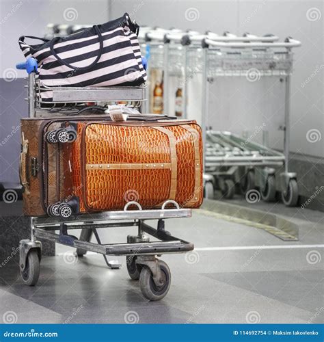 Luggage on a Trolley at the Airport Stock Photo - Image of convenience, leisure: 114692754