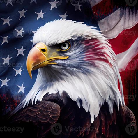 eagle and USA flag national poster. American Bald Eagle - a symbol of ...