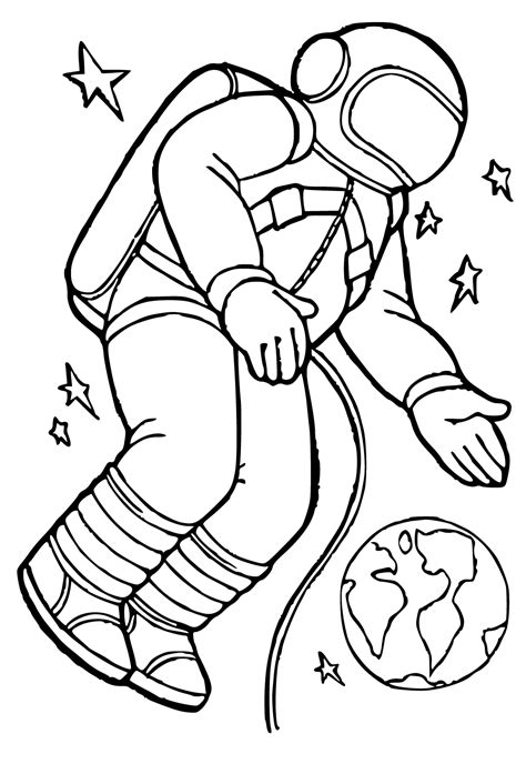 Free Printable Outer Space Astronaut Coloring Page for Adults and Kids - Lystok.com