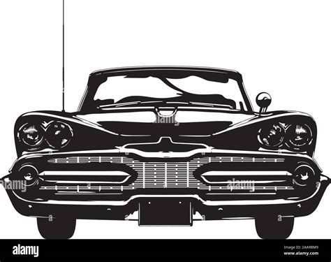 Frontal view of a vintage american car, late 1950s, silhouette vector illustration Stock Vector ...