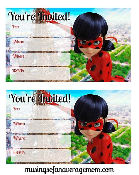 Miraculous Party Invitations | Ladybug birthday party, Miraculous ladybug party, Ladybug invitations